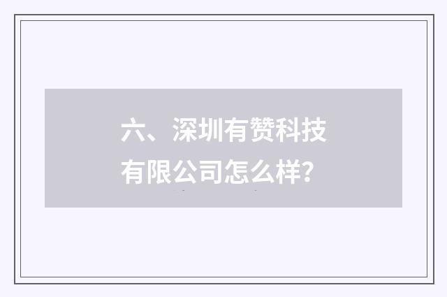 六、深圳有赞科技有限公司怎么样?