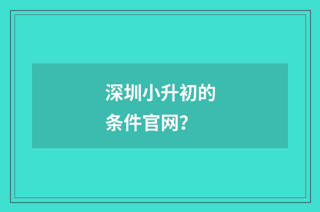 深圳小升初的条件官网?