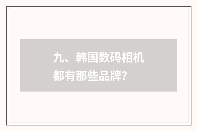 九、韩国数码相机都有那些品牌?