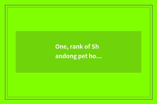 One, rank of Shandong pet hospital?