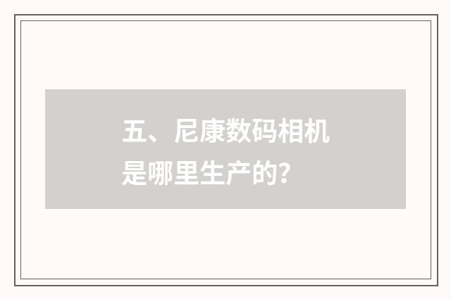 五、尼康数码相机是哪里生产的?