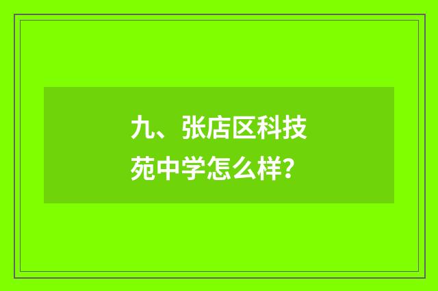 九、张店区科技苑中学怎么样？