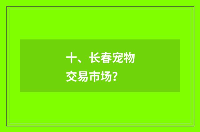 十、长春宠物交易市场?