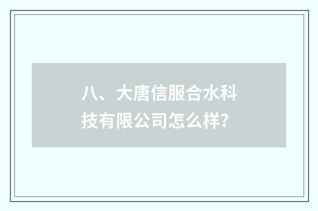 八、大唐信服合水科技有限公司怎么样?