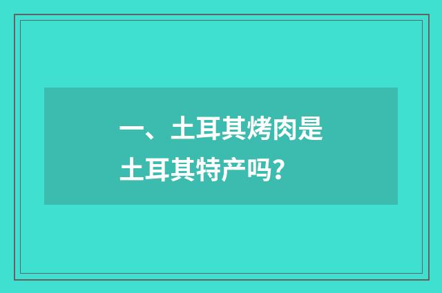 一、土耳其烤肉是土耳其特产吗？