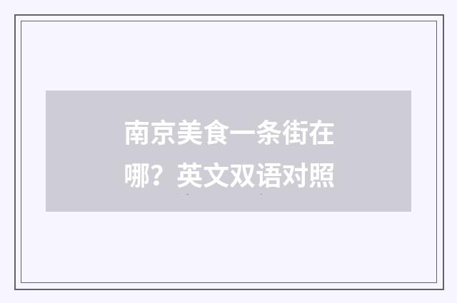 南京美食一条街在哪?英文双语对照