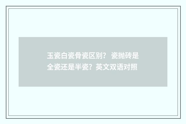 玉瓷白瓷骨瓷区别？ 瓷抛砖是全瓷还是半瓷？英文双语对照