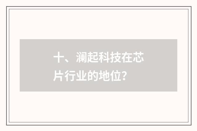 十、澜起科技在芯片行业的地位?