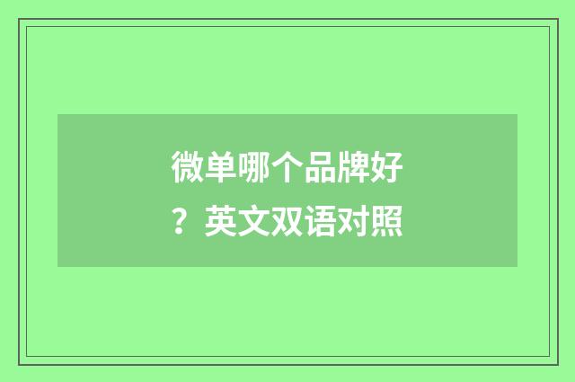 微单哪个品牌好?英文双语对照