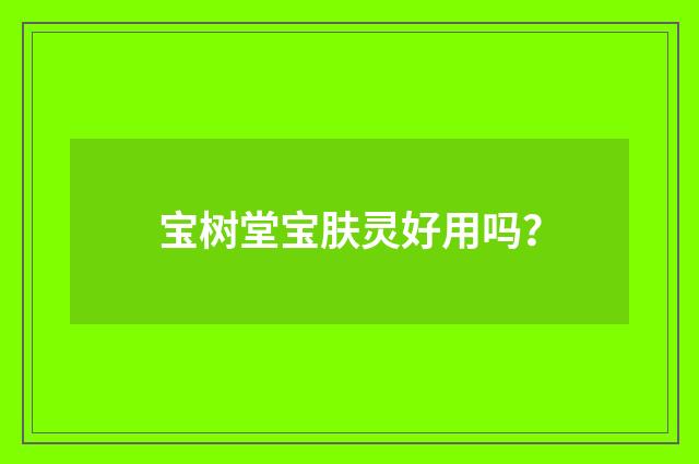 宝树堂宝肤灵好用吗?