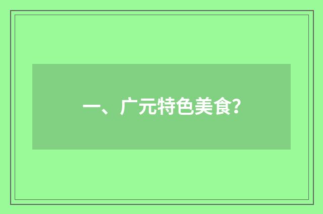 一、广元特色美食?