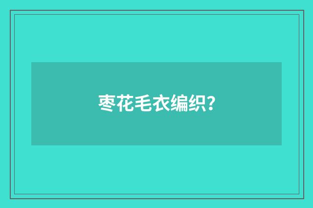 枣花毛衣编织?