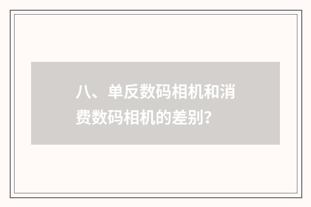 八、单反数码相机和消费数码相机的差别?