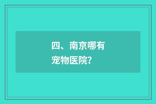 四、南京哪有宠物医院？
