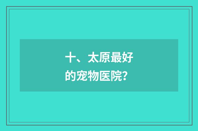 十、太原最好的宠物医院？