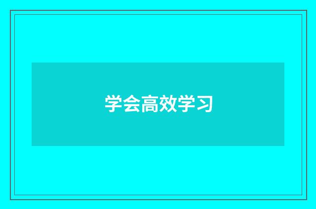 学会高效学习