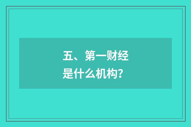 五、第一财经是什么机构？