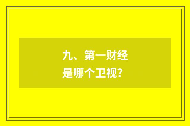 九、第一财经是哪个卫视?