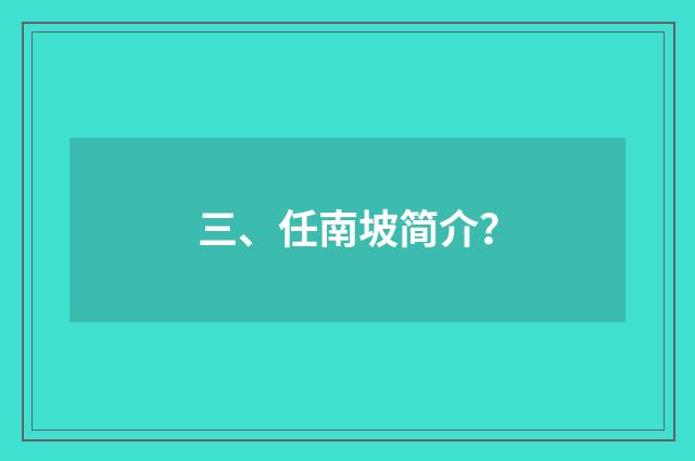三、任南坡简介？