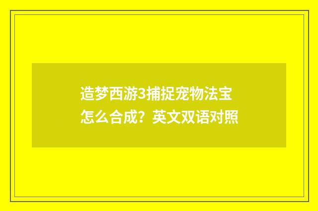 造梦西游3捕捉宠物法宝怎么合成？英文双语对照