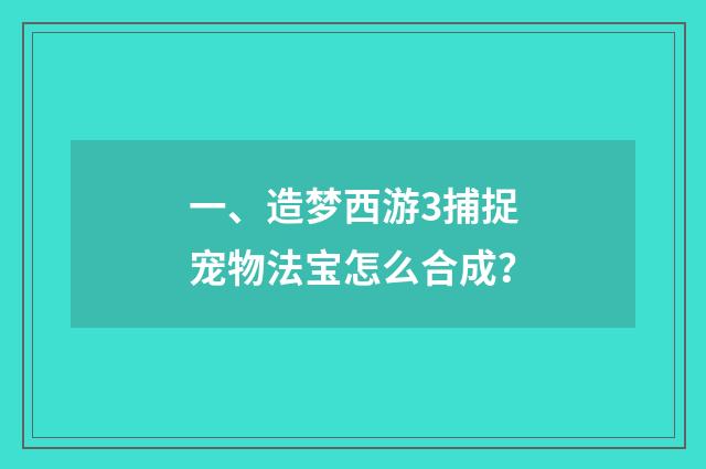 一、造梦西游3捕捉宠物法宝怎么合成?