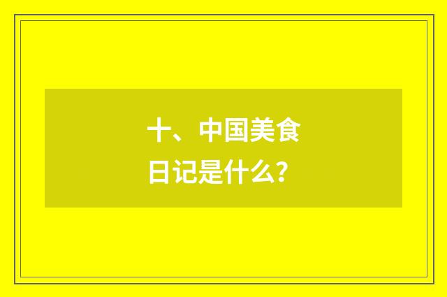 十、中国美食日记是什么?