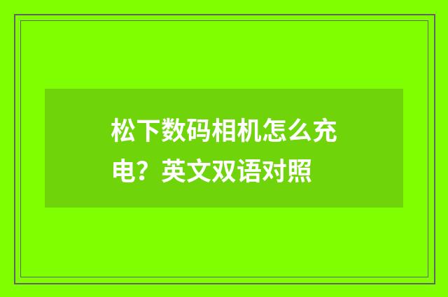 松下数码相机怎么充电?英文双语对照
