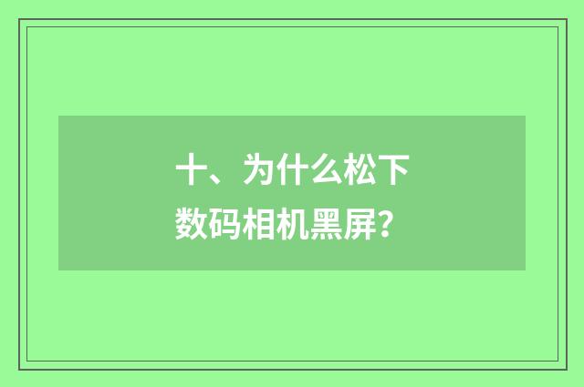 十、为什么松下数码相机黑屏？