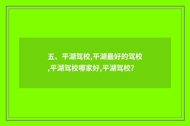 五、平湖驾校,平湖最好的驾校,平湖驾校哪家好,平湖驾校？