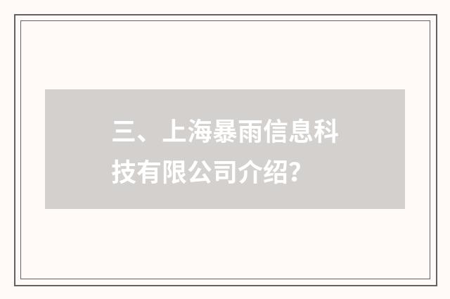 三、上海暴雨信息科技有限公司介绍?