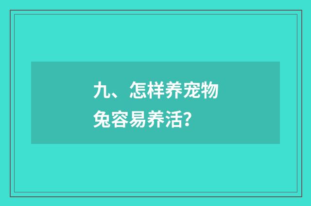 九、怎样养宠物兔容易养活？