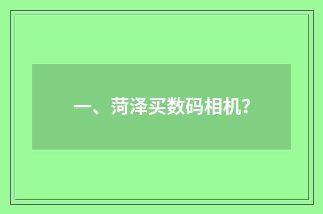 一、菏泽买数码相机？
