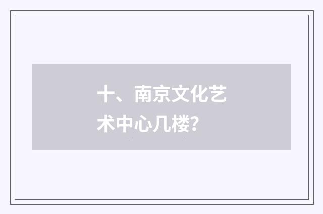 十、南京文化艺术中心几楼？