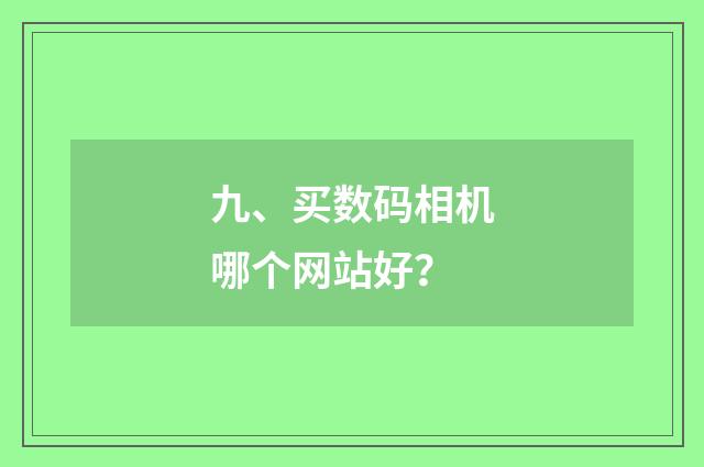 九、买数码相机哪个网站好?