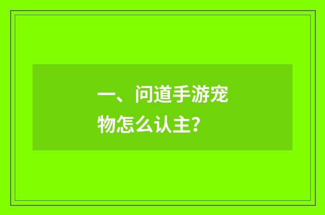 一、问道手游宠物怎么认主?