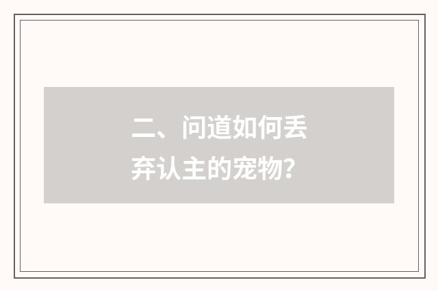 二、问道如何丢弃认主的宠物？