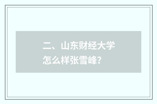 二、山东财经大学怎么样张雪峰?