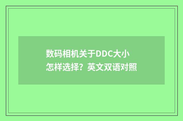 数码相机关于DDC大小怎样选择?英文双语对照