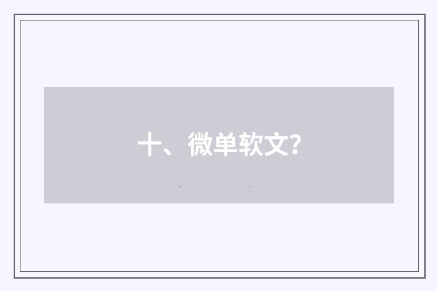 十、微单软文？