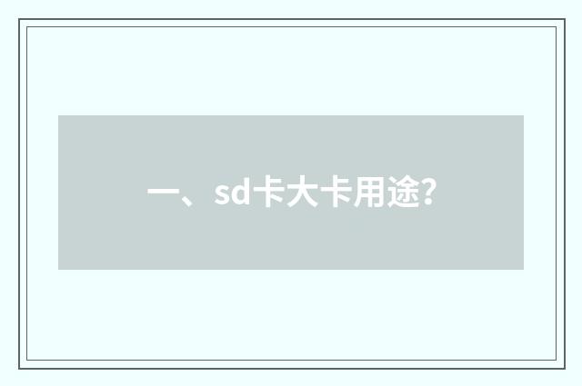 一、sd卡大卡用途?