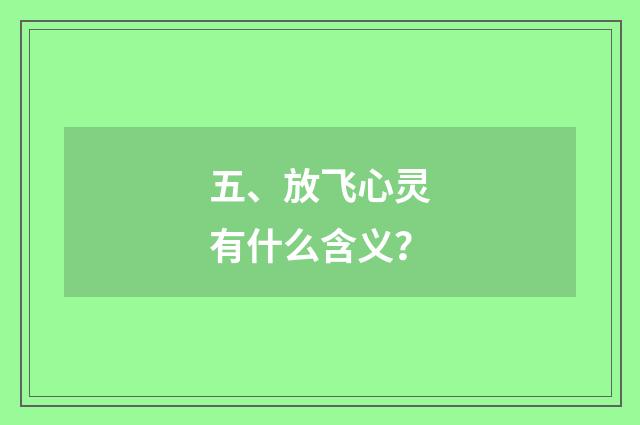 五、放飞心灵有什么含义?