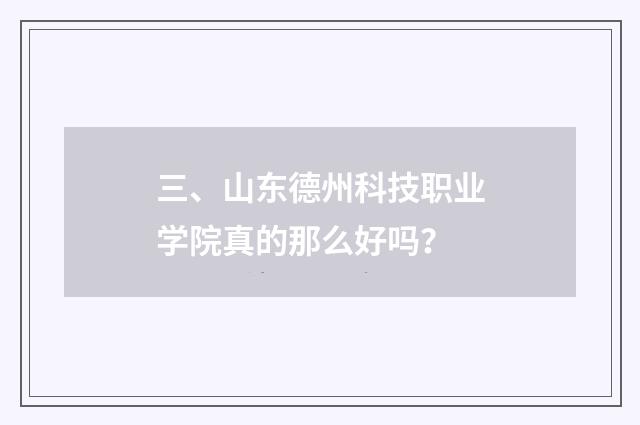 三、山东德州科技职业学院真的那么好吗?