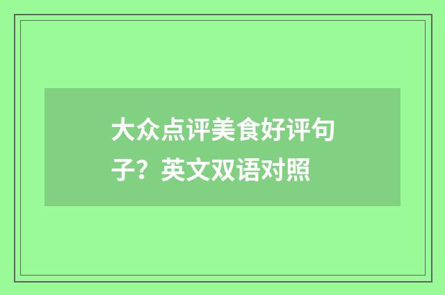 大众点评美食好评句子?英文双语对照