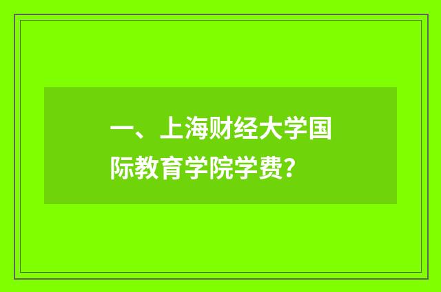 一、上海财经大学国际教育学院学费?