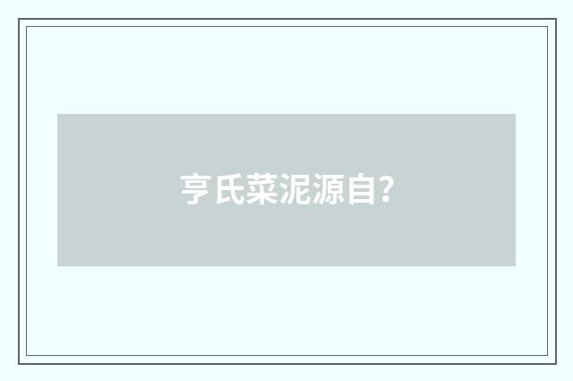 亨氏菜泥源自?