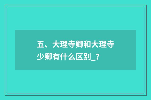 五、大理寺卿和大理寺少卿有什么区别_?