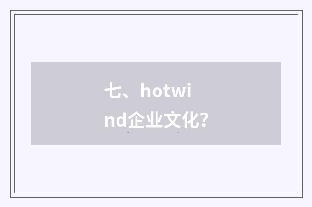七、hotwind企业文化?