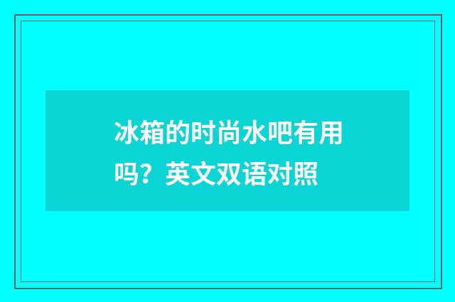 冰箱的时尚水吧有用吗?英文双语对照