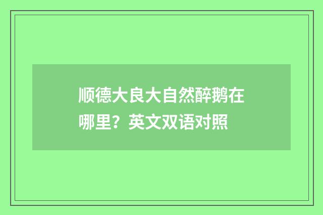 顺德大良大自然醉鹅在哪里?英文双语对照