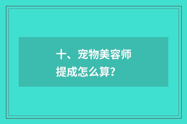 十、宠物美容师提成怎么算?